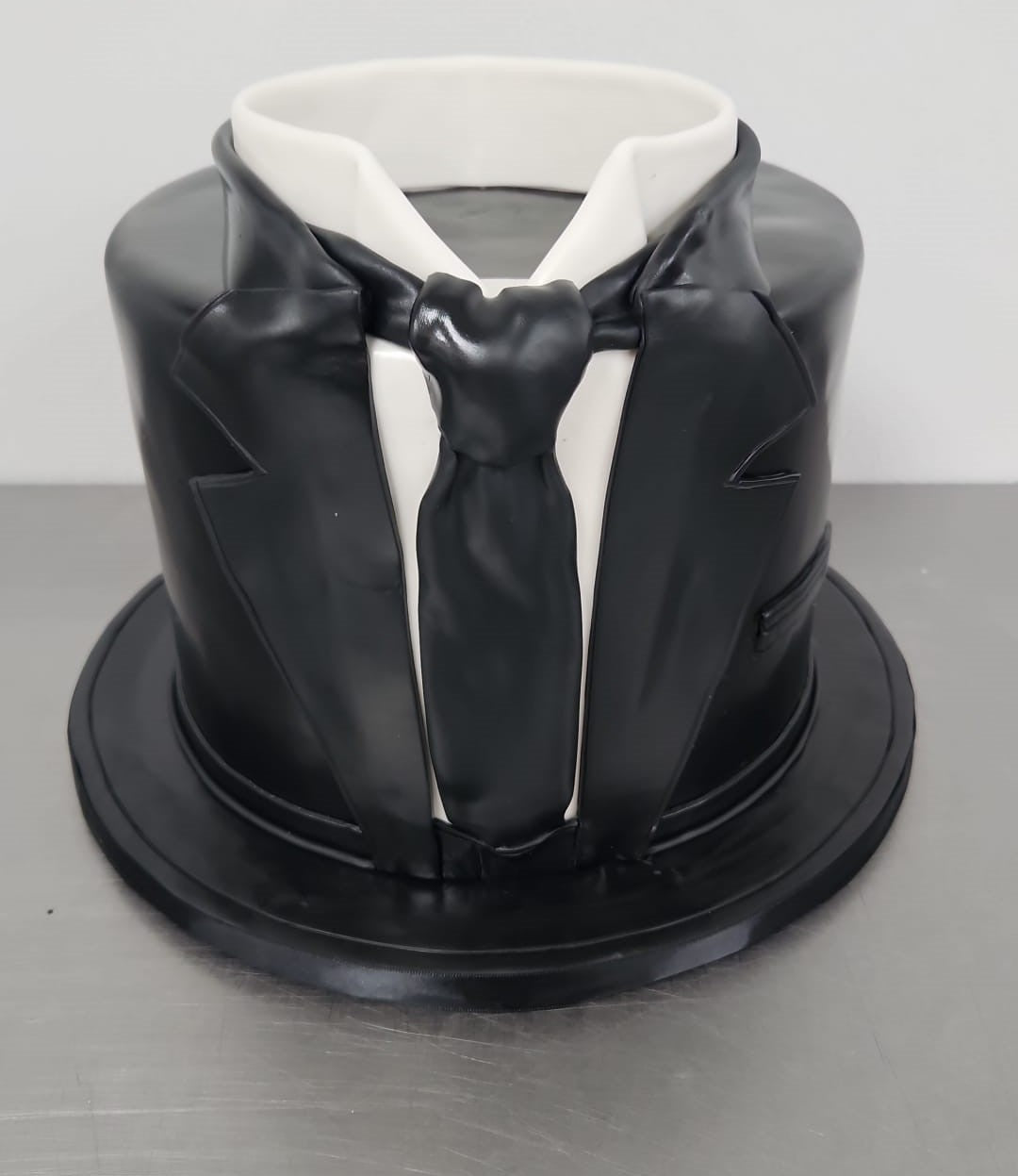 Grooms Cake. Black Suit and Tie