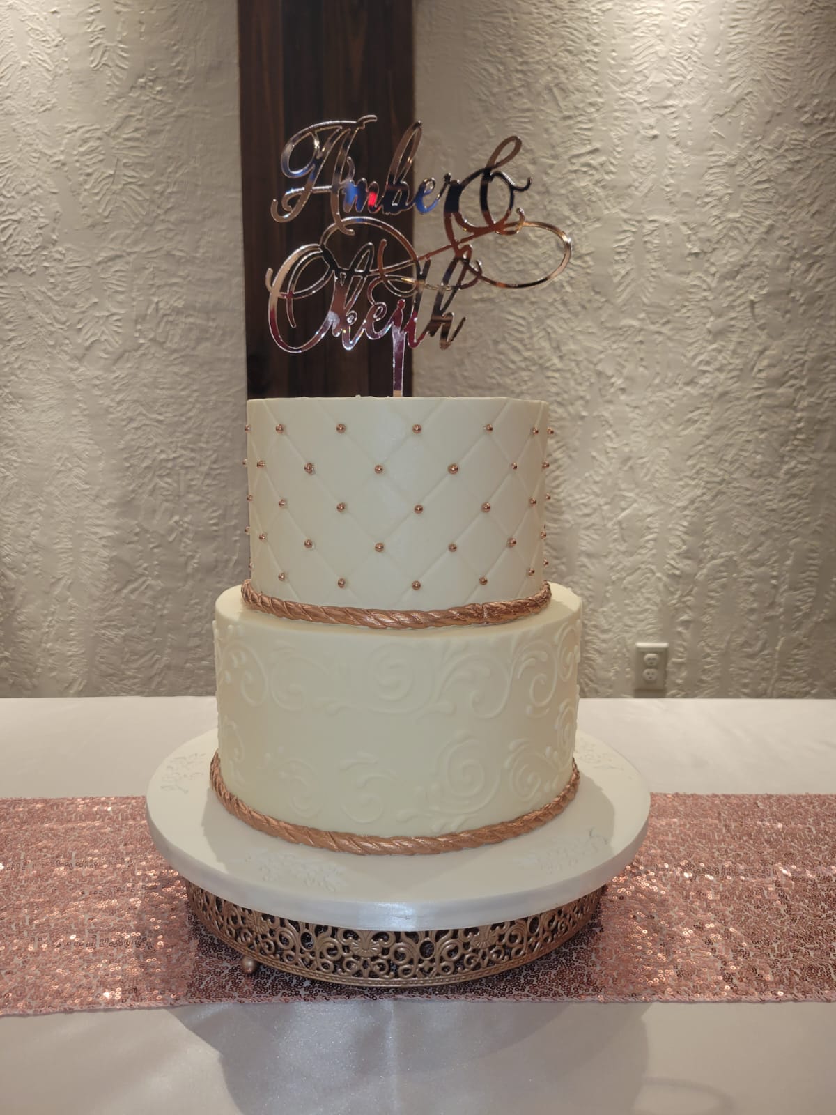 Wedding Cake. Two Tiers. Rose Gold