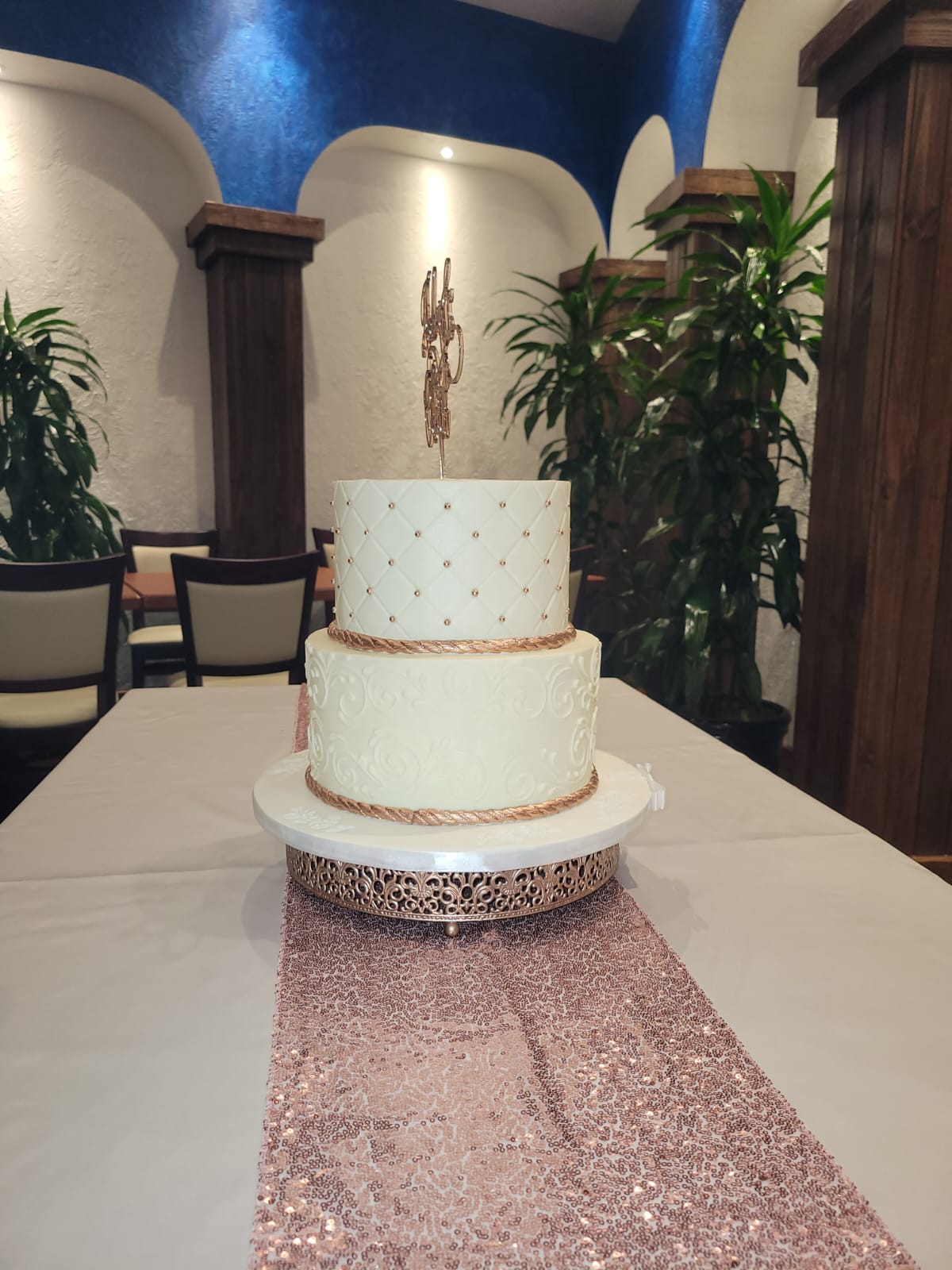 Wedding Cake. Two Tiers. Rose Gold