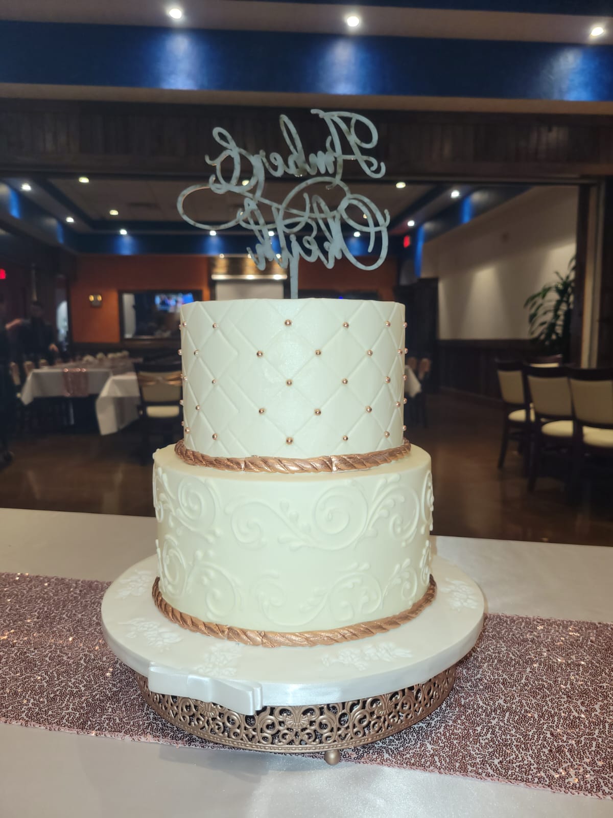 Wedding Cake. Two Tiers. Rose Gold