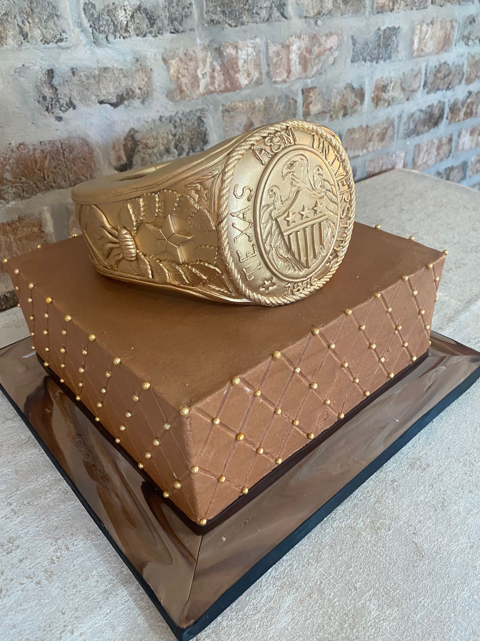 Grooms Cake. A&M Ring Topper