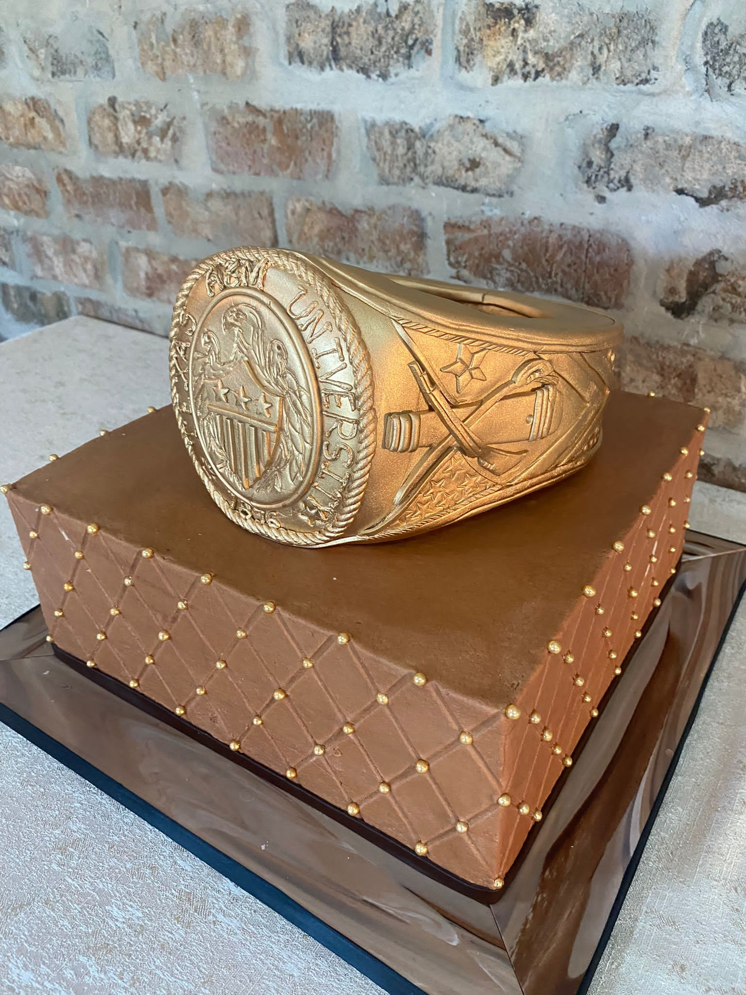 Grooms Cake. A&M Ring Topper